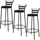 Kit 3 Banqueta Alta Dubai Preto Fosco Fabone Móveis - Preto