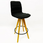 Kit 3 Banqueta Alta Madeira Giratória Helena Veludo Preto - P