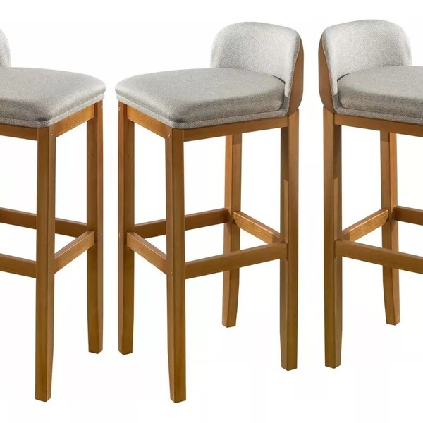 Kit 3 Banqueta Alta Madeira Maciça Cozinha Americana Bar