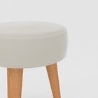 Kit 3 Banqueta Baixa Cozinha 48cm Estofada Off-white Madeira