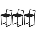 Kit 3 Banqueta Baixa Para Cozinha Preta Industrial Assento Es