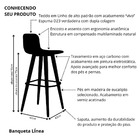 Kit 3 Banqueta Banco Alto Linea Com Encosto Tecido Linho Preto
