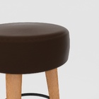 Kit 3 Banqueta Média Cozinha 60cm Estofada Marrom Café Madeir