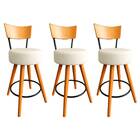 Kit 3 Banqueta Média Cozinha Estofada Off-white Com Encosto M