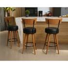 Kit 3 Banqueta Média Cozinha Estofada Preta Com Encosto Madei