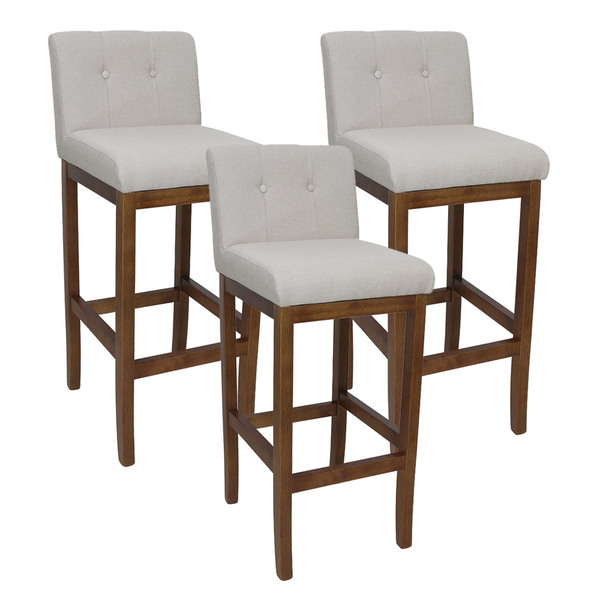 Kit 3 Banqueta Para Cozinha Americana Gourmet Off White Lívia