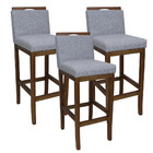 Kit 3 Banqueta Para Cozinha Americana Gourmet Prata Larissa