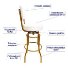 Kit 3 Banquetas Alta Bar Giratória Com Encosto Cor Dourado Fo
