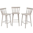 Kit 3 Banquetas Alta Com Apoio Para Pés Eucalipto  Branco