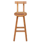 Kit 3 Banquetas Alta Com Encosto Madeira Maciça - Natural