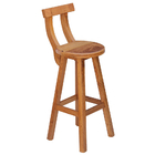 Kit 3 Banquetas Alta Com Encosto Madeira Maciça - Natural