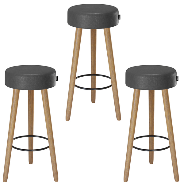 Kit 3 Banquetas Alta Estofada 70 Cm Pés Palito P/ Área Gourme