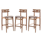 Kit 3 Banquetas Alta Estofada França 46 X 106 Cm Madeira Maci