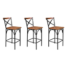 Kit 3 Banquetas Alta Industrial Paris Base Alumínio Com Encos