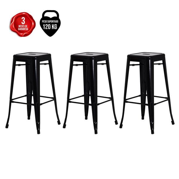 Kit 3 Banquetas Alta Para Bar Balcão Cozinha Americana Tolix