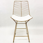 Kit 3 Banquetas Alta Para Cozinha Bertoia Retrô Cor Dourado F