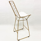 Kit 3 Banquetas Alta Para Cozinha Bertoia Retrô Cor Dourado F