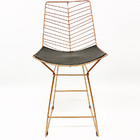 Kit 3 Banquetas Alta Para Cozinha Bertoia Retrô Cor Rosé Fosc