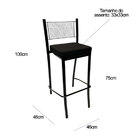 Kit 3 Banquetas Alta Para Cozinha Empilhável Preta Assento Em