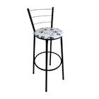 Kit 3 Banquetas Alta Preta Com Encosto Assento Branco Floral