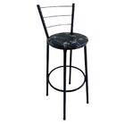 Kit 3 Banquetas Alta Preta Com Encosto Assento Floral Preto J