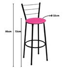 Kit 3 Banquetas Alta Preta Com Encosto Assento Rosa Jaddi