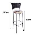 Kit 3 Banquetas Alta Romana Prata Com Encosto Junco Preto Ass