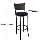 Kit 3 Banquetas Alta Romana Preta Com Encosto Junco Argila As