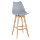 Kit - 3 Banquetas Altas + 6 Cadeiras Estofadas Leda Cinza Cla