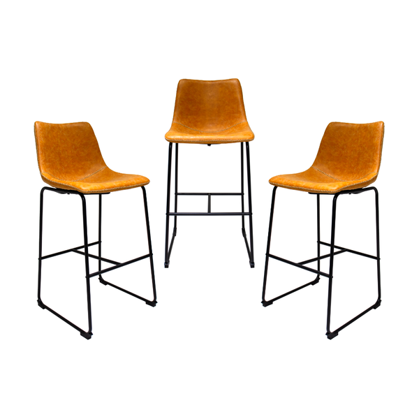 Kit 3 Banquetas Altas Com Encosto Alto Estofado Para Cozinha