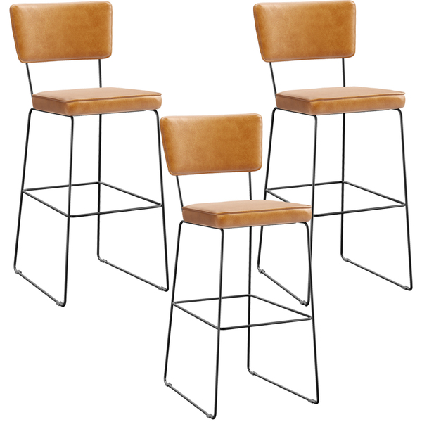 Kit 3 Banquetas Altas Cozinha Sala Jantar Base Em Aço Fixa Al