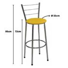 Kit 3 Banquetas Altas Cromada Com Encosto Assento Amarelo