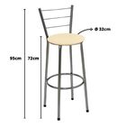 Kit 3 Banquetas Altas Cromada Com Encosto Assento Bege