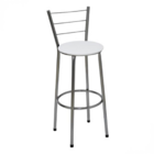 Kit 3 Banquetas Altas Cromada Com Encosto Assento Branco
