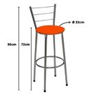 Kit 3 Banquetas Altas Cromada Com Encosto Assento Laranja