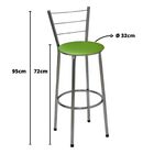 Kit 3 Banquetas Altas Cromada Com Encosto Assento Verde