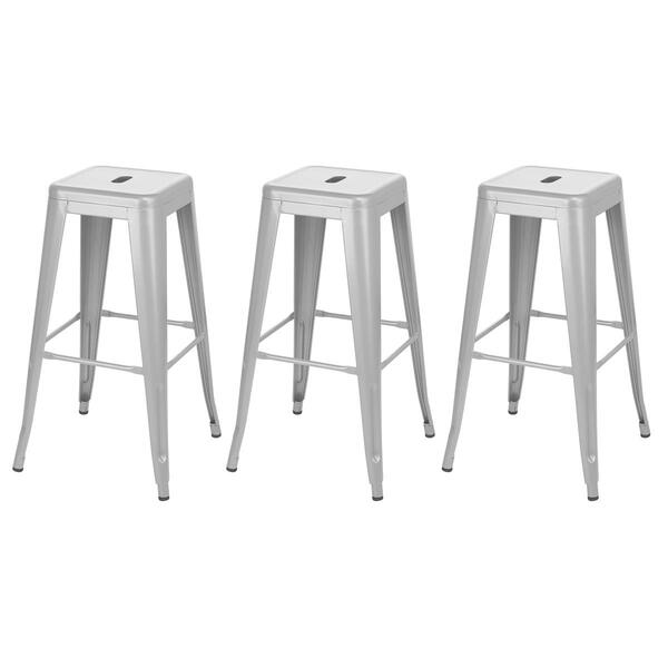 Kit 3 Banquetas Altas Iron Tolix 76 Cm Prata Bancada Cozinha