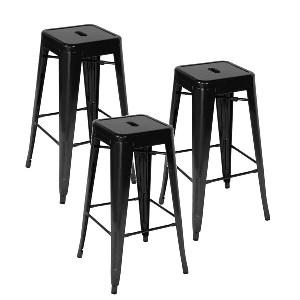 Kit 3 Banquetas Altas Iron Tolix Industrial Empilhavel Bar 76