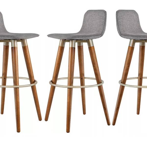 Kit 3 Banquetas Altas Luxo Linea Aço Champanhe Cor Assento Ci