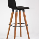 Kit 3 Banquetas Altas Luxo Linea Aço Preto Cor Assento Preto