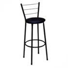 Kit 3 Banquetas Altas Preta Com Encosto Assento Preto