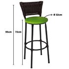 Kit 3 Banquetas Altas Preta Com Encosto Junco Argila Assento