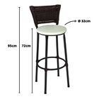 Kit 3 Banquetas Altas Preta Com Encosto Junco Argila Assento