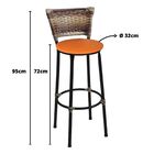 Kit 3 Banquetas Altas Preta Com Encosto Junco Capuccino Assen