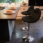 Kit 3 Banquetas Altas Regulável Encosto Estofado Para Cozinha