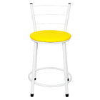 Kit 3 Banquetas Baixa Epoxi Branca Assento Amarelo