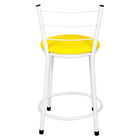 Kit 3 Banquetas Baixa Epoxi Branca Assento Amarelo