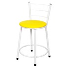 Kit 3 Banquetas Baixa Epoxi Branca Assento Amarelo
