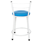 Kit 3 Banquetas Baixa Epoxi Branca Assento Azul