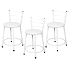 Kit 3 Banquetas Baixa Epoxi Branca Assento Branco
